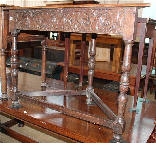 Corner carved oak side table